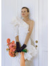 One Shoulder Ivory Taffeta Chic Wedding Dress